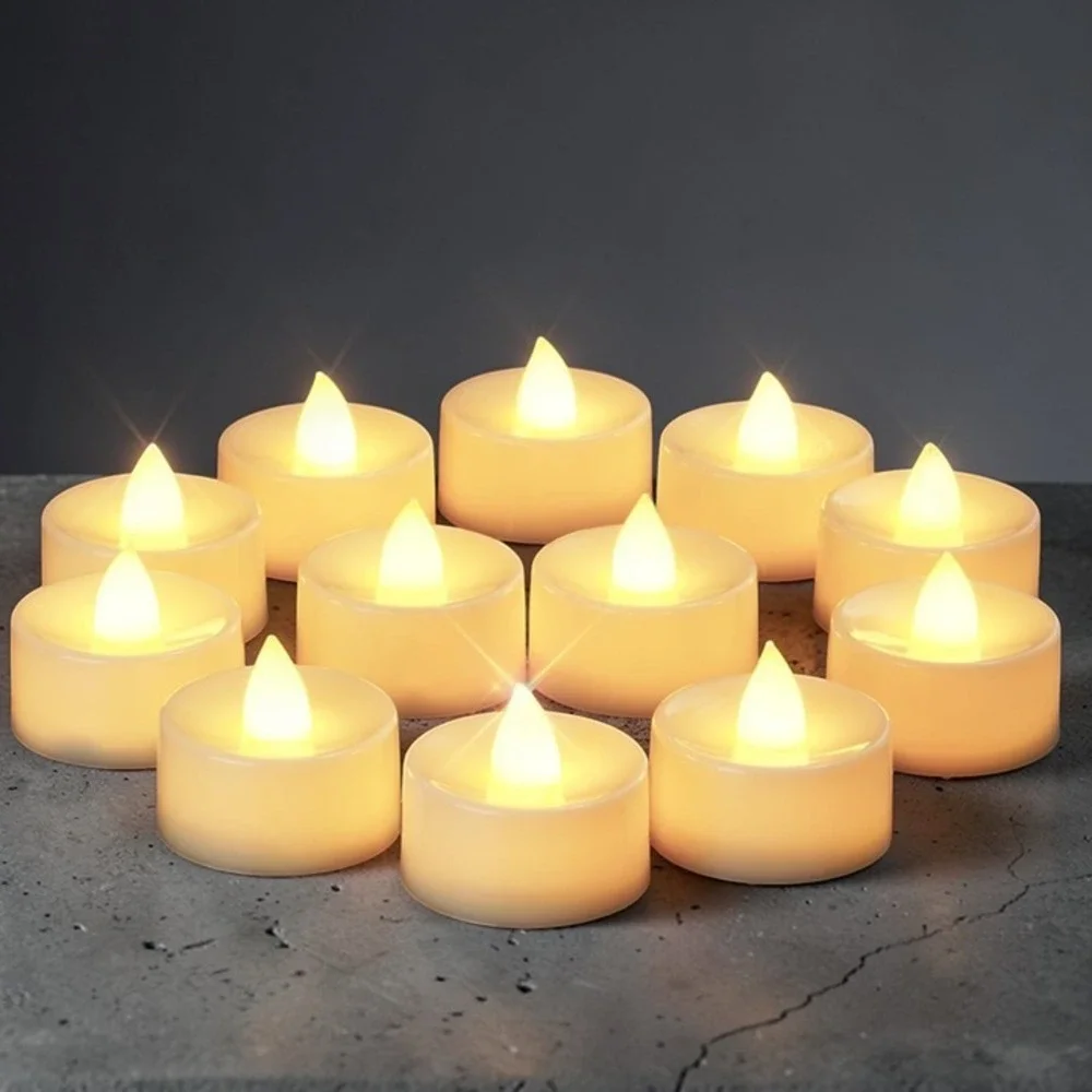 Battery Operated Tea Lights Candles 12 Pack Flameless LED for Wedding Festival